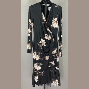 NEW Joseph Ribkoff Dress Womens 8 black brown floral sheath classic